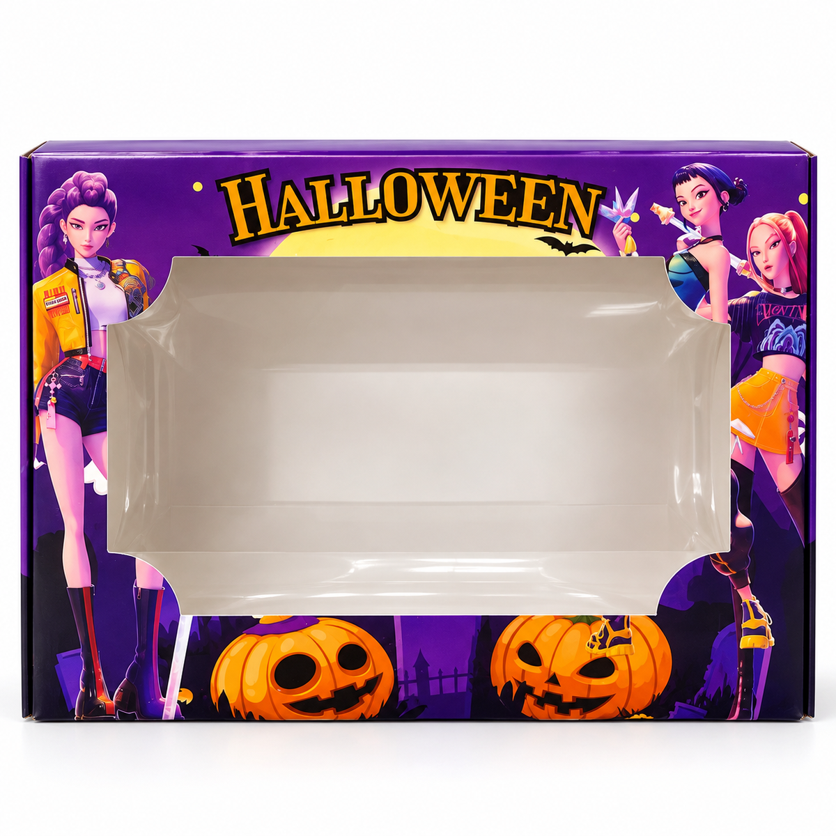 Caja Halloween Morada con Ventana