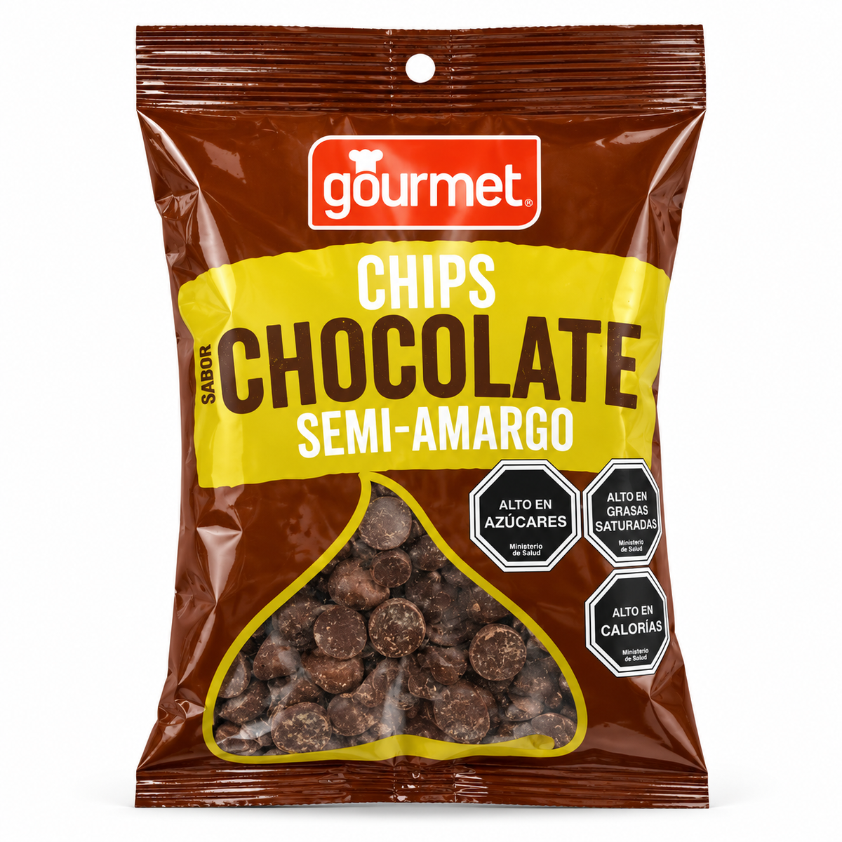 Chips de Chocolate Semi Amargo Gourmet foto individual 1:1 fondo blanco