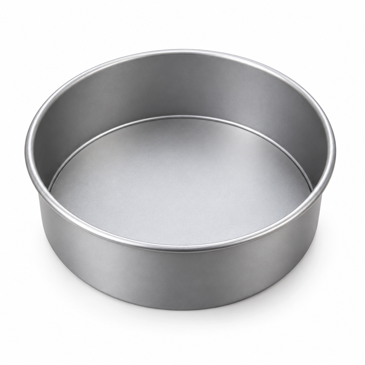Molde redondo de aluminio con fondo desmontable de 17 cm de diámetro y 7 cm de alto sobre fondo blanco
