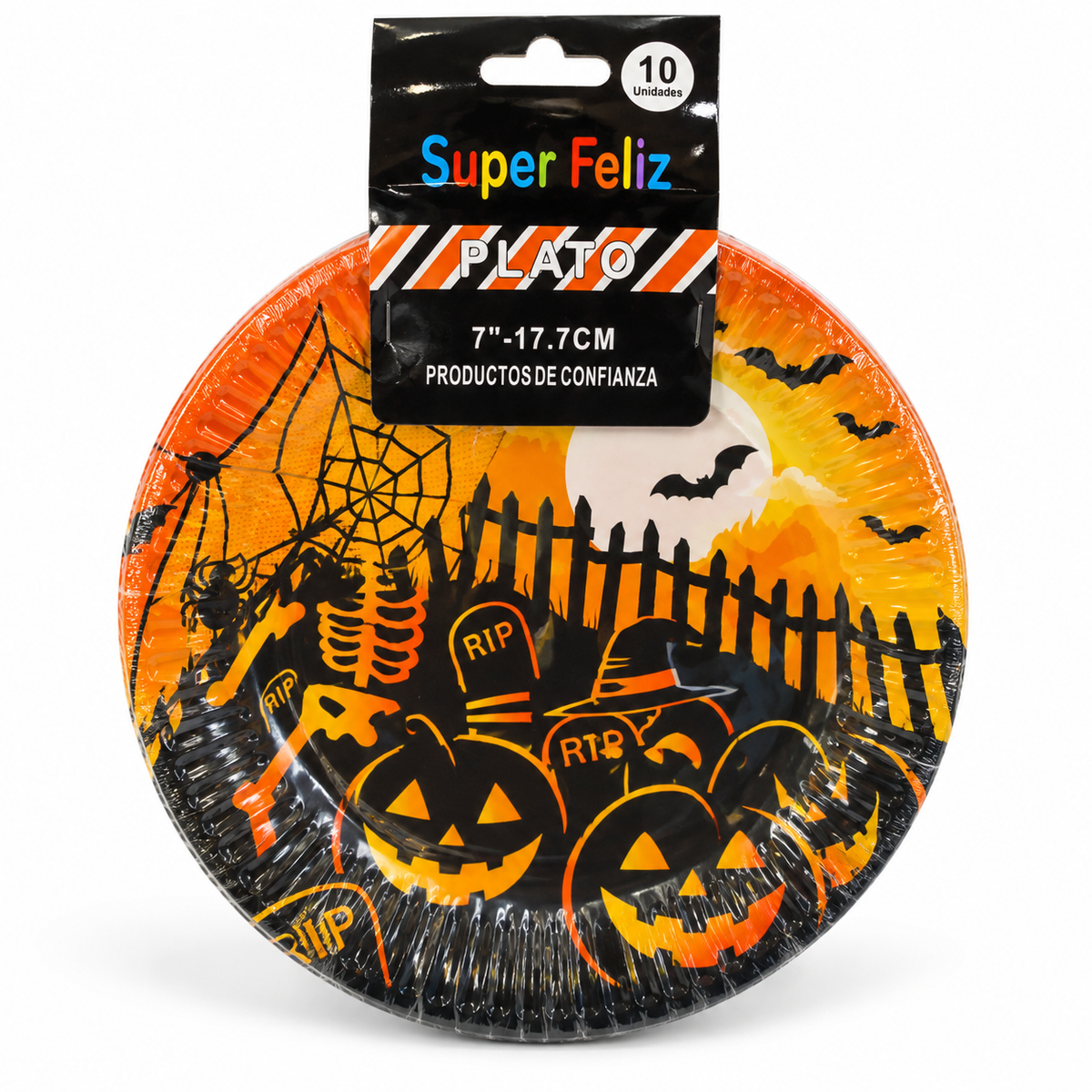 Platos Halloween Calabazas y Cementerio 17,7 cm – 10 Unidades