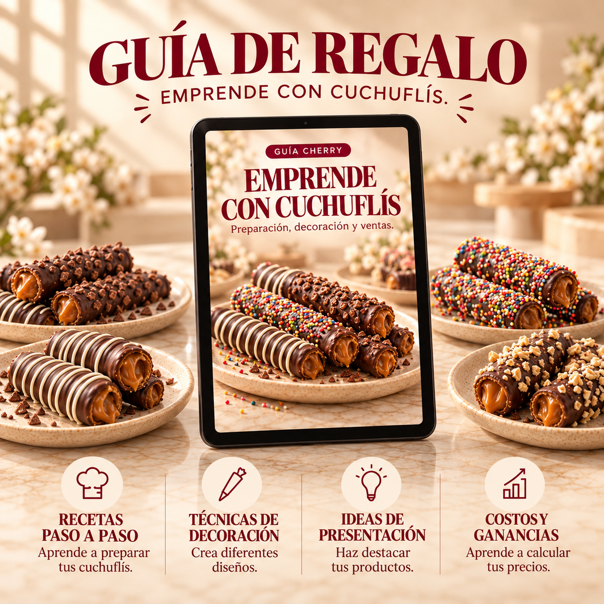 Pack Emprende Cuchuflís Bañados – 50 Unidades + Guía Digital