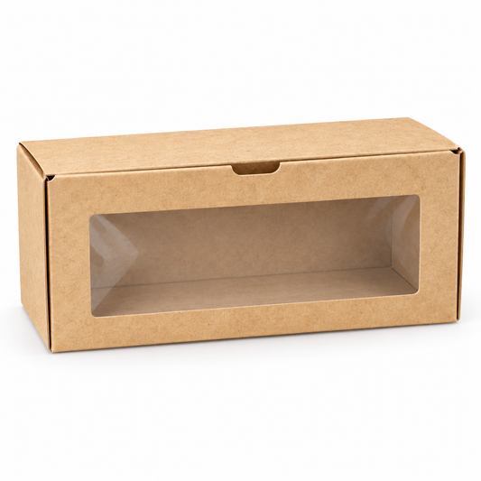 Caja Kraft con Mica #243 Chica – 20 × 9 × 6,5 cm