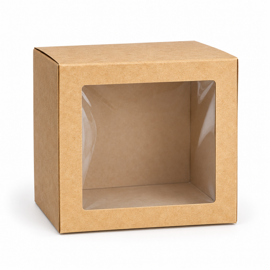 Caja Cuadrada con Ventana – 17 × 17 × 5 cm