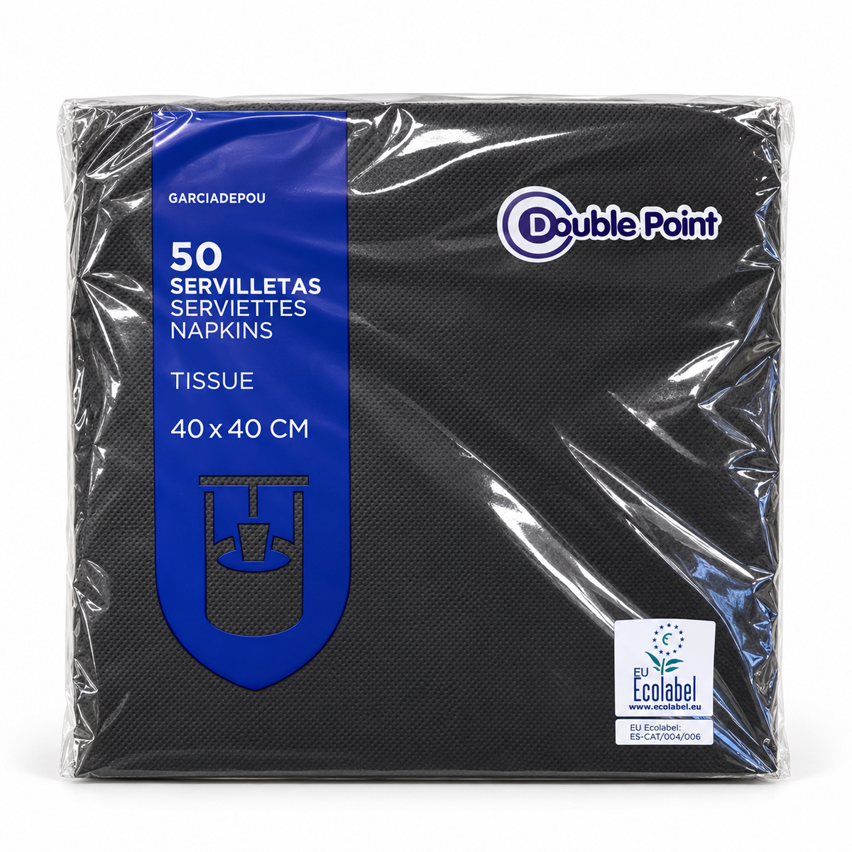 Servilletas García de Pou Double Point Negras 40 × 40 cm – 50 Unidades sobre fondo blanco