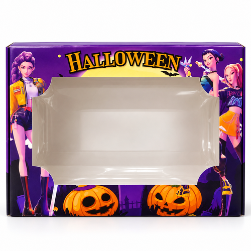 Caja Halloween Morada con Ventana