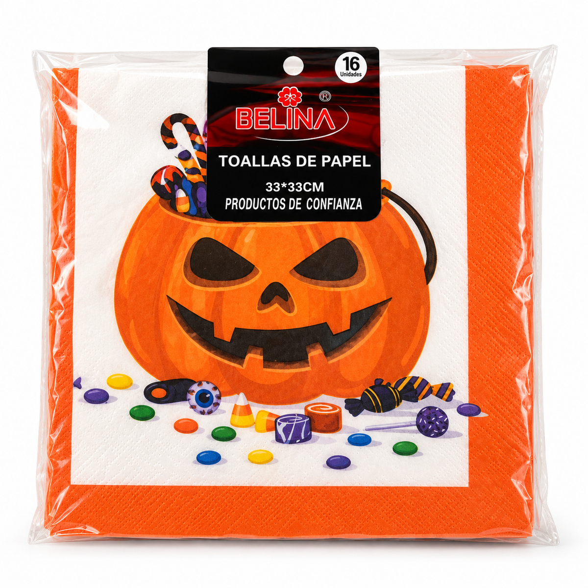 Toallas de Papel Halloween Belina Calabaza 33 × 33 cm – 16 Unidades