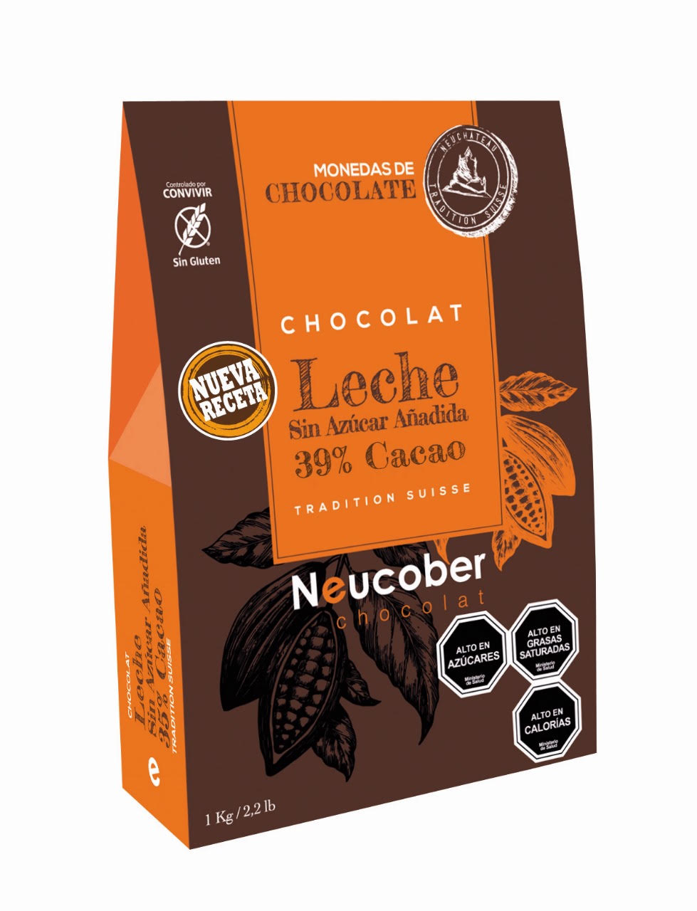 Neucober Chocolat Leche sin Azúcar Añadida 39% Cacao 1 kg