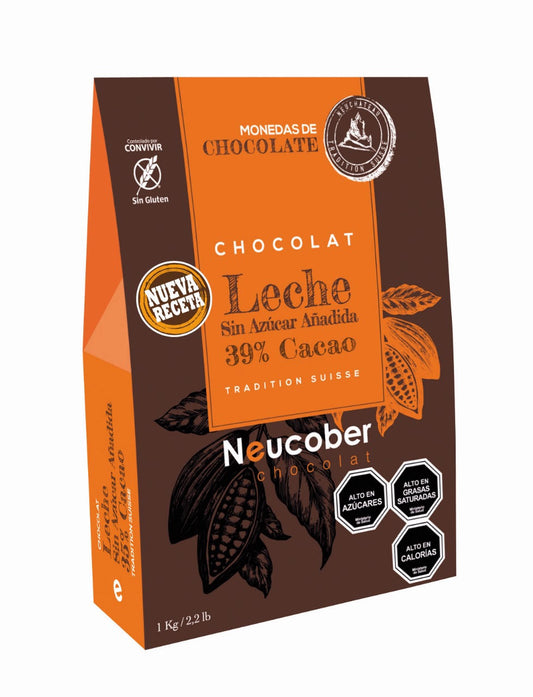 Neucober Chocolat Leche sin Azúcar Añadida 39% Cacao 1 kg