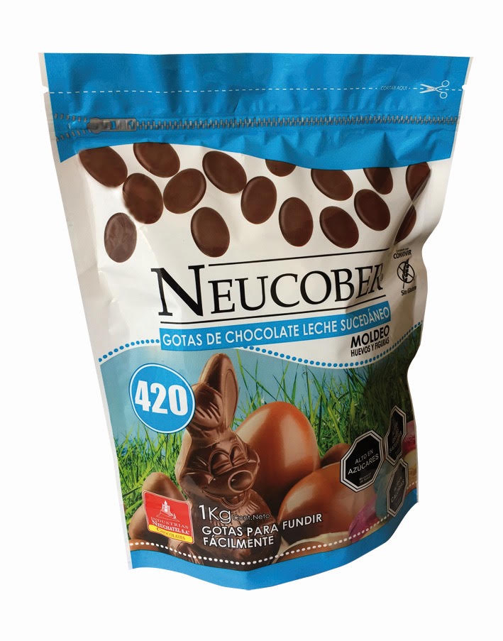 Neucober Gotas de Chocolate Leche Sucedáneo 420 para Moldeo 1 kg