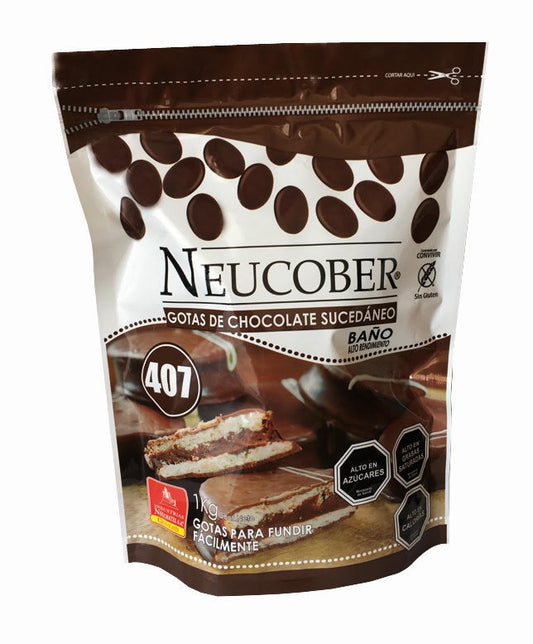 Neucober Gotas de Chocolate Semibitter Sucedáneo 407 para Baño 1 kg