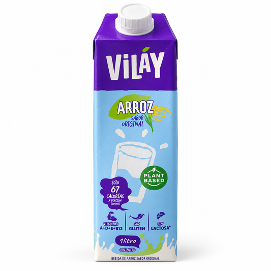 Bebida de Arroz Vilay Sabor Original 1 L sobre fondo blanco