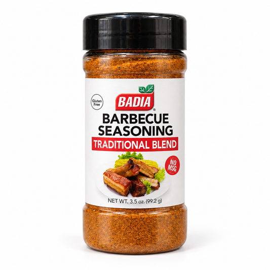 Sazonador Barbecue Badia Traditional Blend 99,2 g, producto individual sobre fondo blanco
