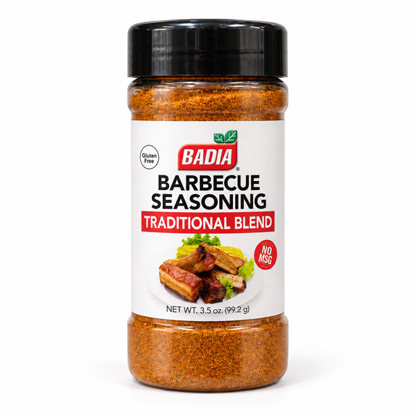 Sazonador Barbecue Badia Traditional Blend 99,2 g, producto individual sobre fondo blanco