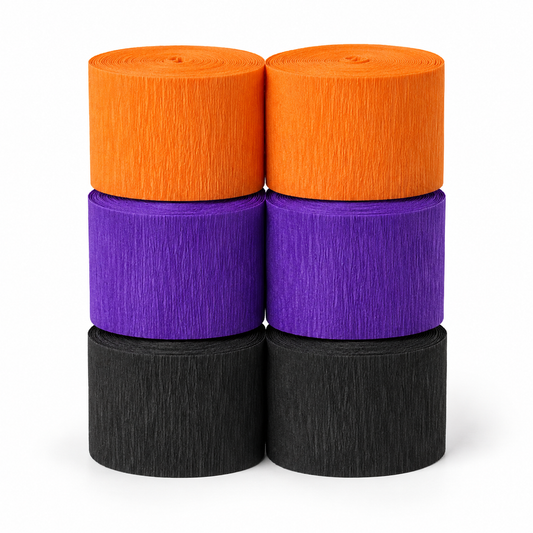 Cintas de Papel Crepé Halloween Belina 35 mm × 10 m – 6 Rollos sobre fondo blanco