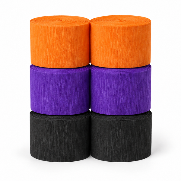 Cintas de Papel Crepé Halloween Belina 35 mm × 10 m – 6 Rollos sobre fondo blanco