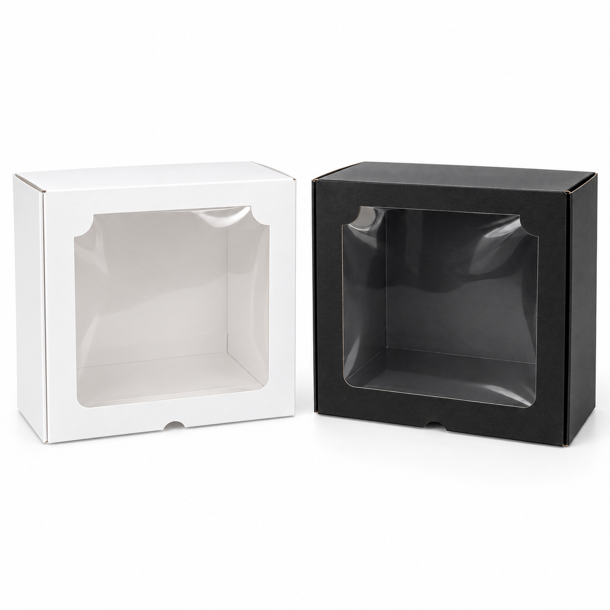 Cajas mica blanca y negra 25 x 25 x 8 cm
