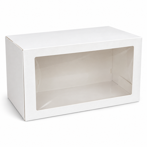 Caja rectangular blanca con ventana 32 x 24 x 10 cm