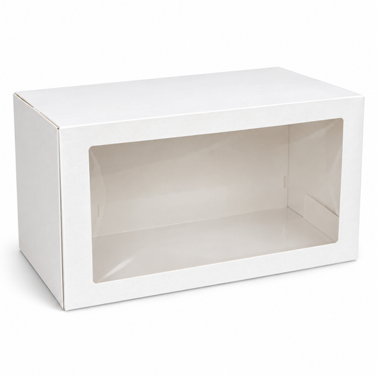 Caja rectangular blanca con ventana 32 x 24 x 10 cm