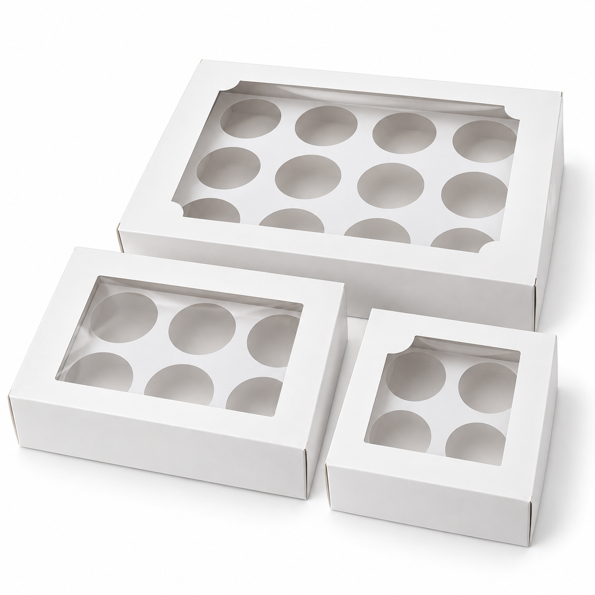 Caja blanca para 12 mini cupcakes con ventana