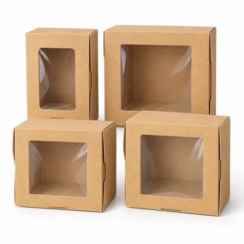 Caja Cuadrada con Ventana – 17 × 17 × 5 cm