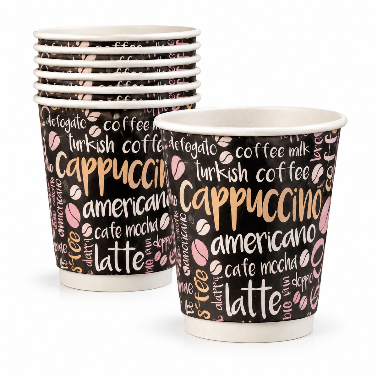 Vasos de Polipapel Diseño Café Negro 12 oz – 25 Unidades