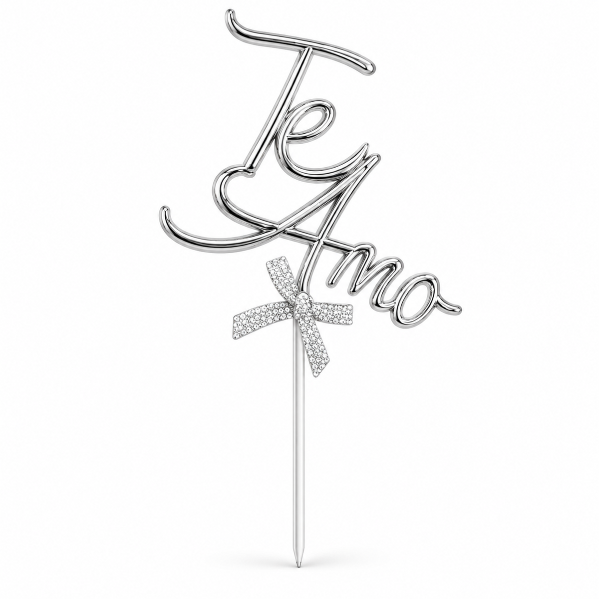 Topper Plateado Te Amo para Decoración
