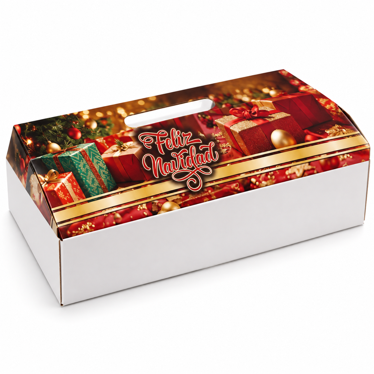 Caja Blanca Feliz Navidad 35 × 45 × 12 cm