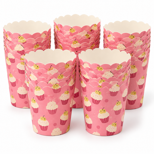 Moldes de Papel Rosados para Cupcakes – 24 Unidades