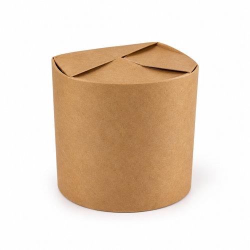 Caja Circular Kraft 16 oz – Modelo 01030P03 sobre fondo blanco