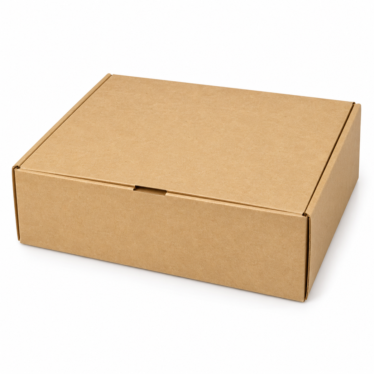 Caja Kraft para Delivery 25 × 20 × 7 cm sobre fondo blanco