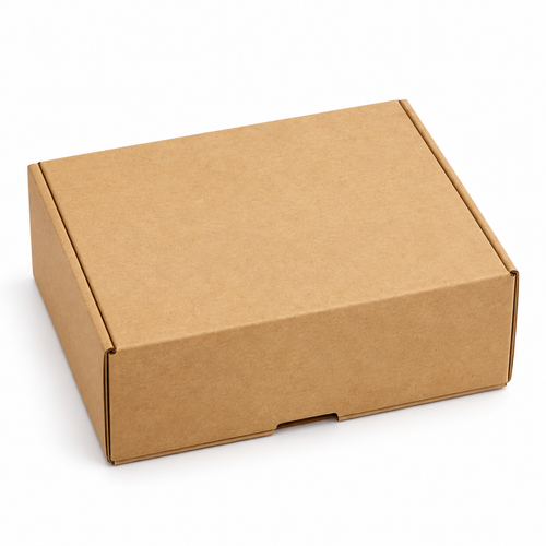 Caja Kraft para Delivery 12,5 × 9,5 × 5,5 cm sobre fondo blanco