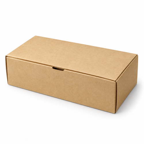 Caja Kraft para Delivery 22 × 11 × 6 cm sobre fondo blanco