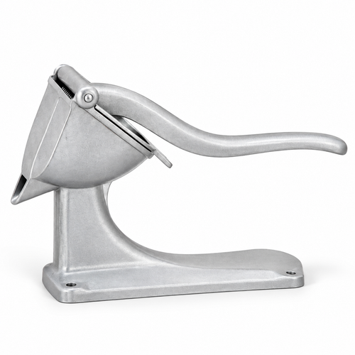 Exprimidor Manual de Aluminio Fruit Press FP-2, vista de catálogo sobre fondo blanco