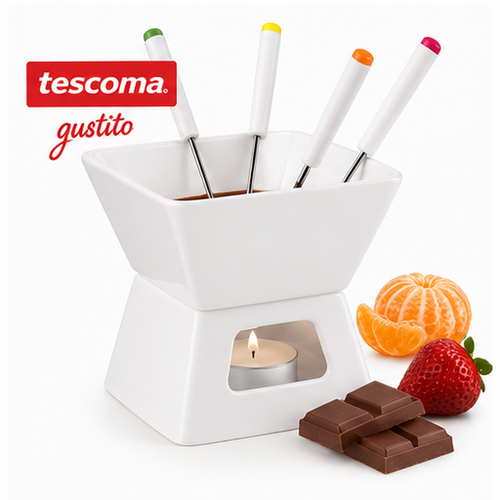Fondue de Porcelana Tescoma Gustito para Chocolate, producto individual fondo blanco