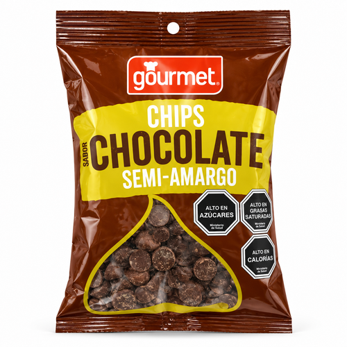 Chips de Chocolate Semi Amargo Gourmet foto individual 1:1 fondo blanco