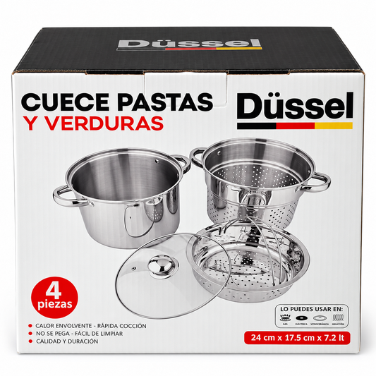 Cuecepastas y Verduras Düssel 7,2 L – 4 Piezas imagen individual fondo blanco 1:1