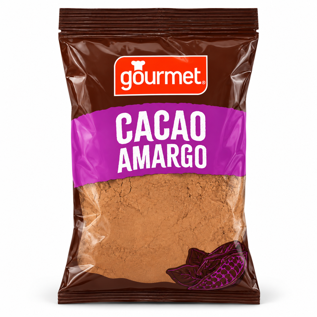 Cacao Amargo Gourmet 100% Puro Cacao foto individual 1:1 fondo blanco