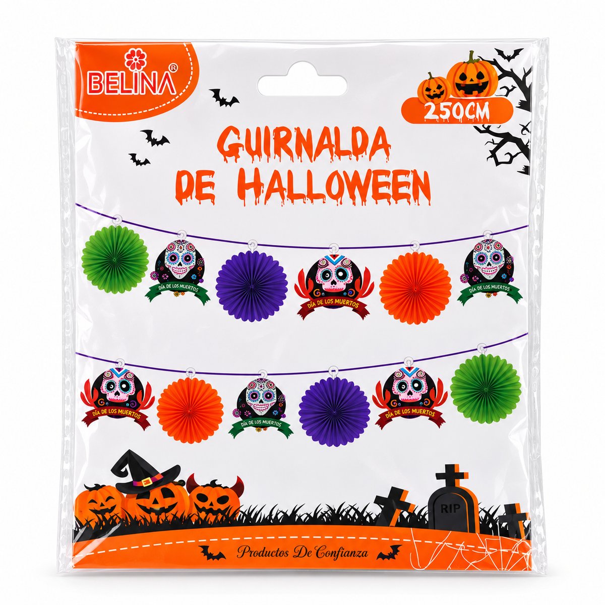 Guirnalda Halloween Día de Muertos Belina 2,50 m fotografía individual fondo blanco