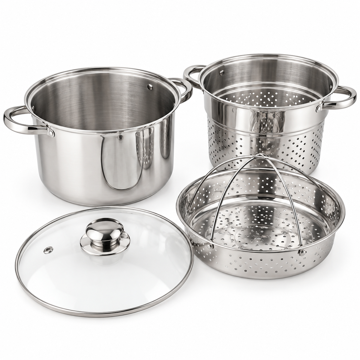 Cuecepastas y Verduras Düssel 7,2 L – 4 Piezas, vista de catálogo sobre fondo blanco