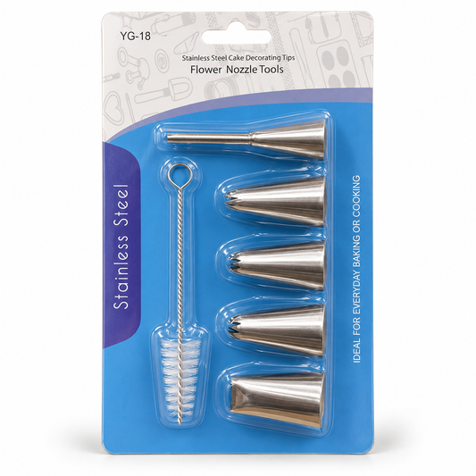 Set de 5 Boquillas de Acero Inoxidable con Cepillo YG-18