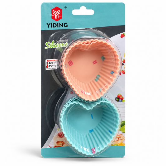 Set de Moldes Individuales de Silicona Corazón Yiding – Rosado y Celeste