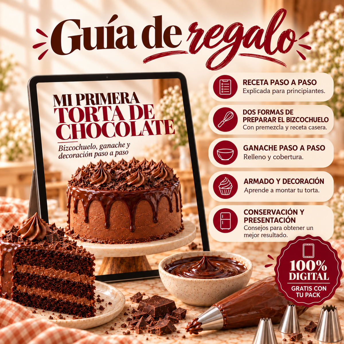 Pack Mi Primera Torta de Chocolate — Guía digital de regalo
