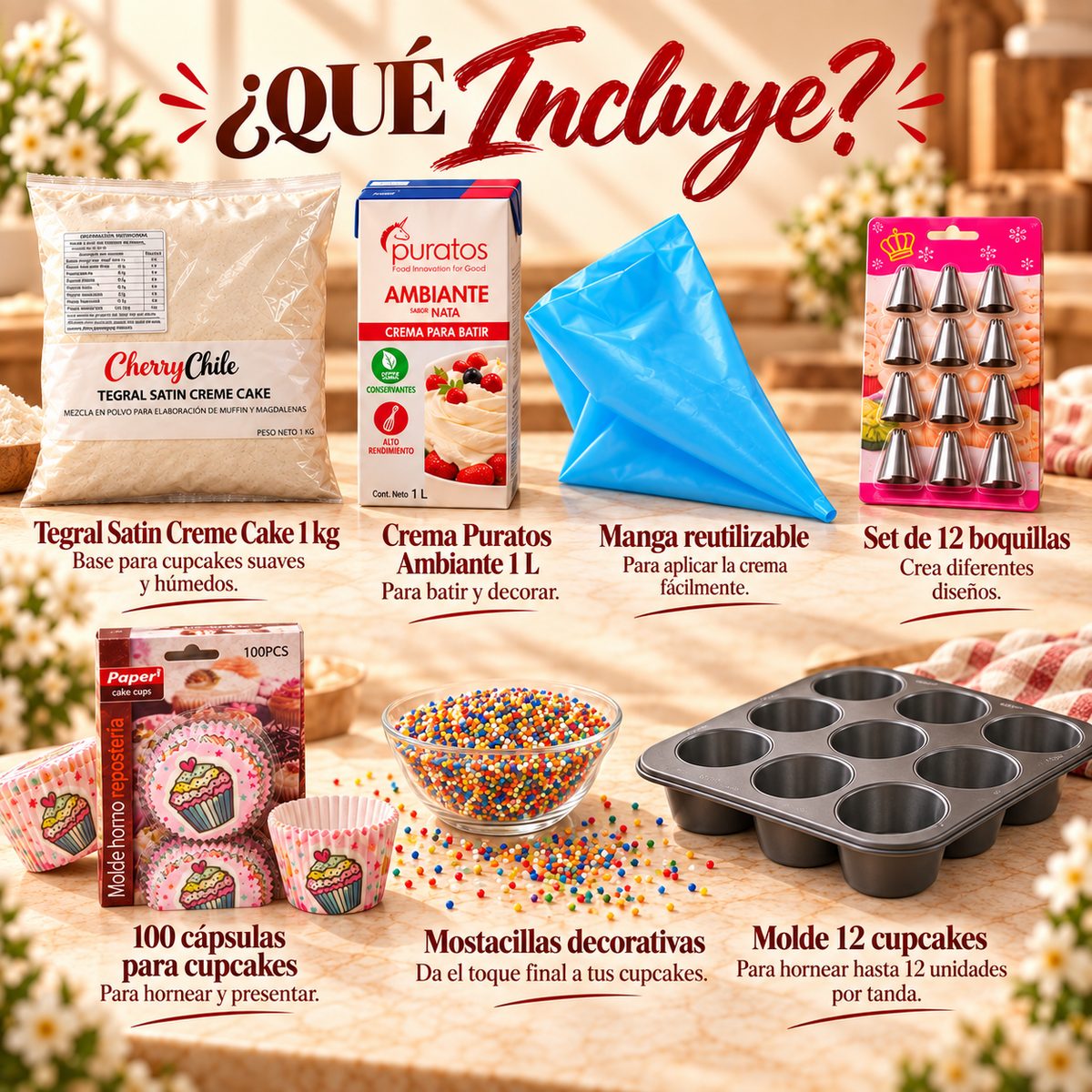 Pack Mis Primeros Cupcakes de Vainilla — Qué incluye