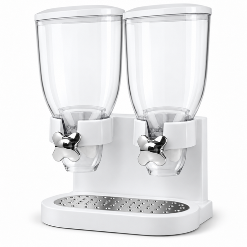 Dispensador doble para cereales y alimentos secos