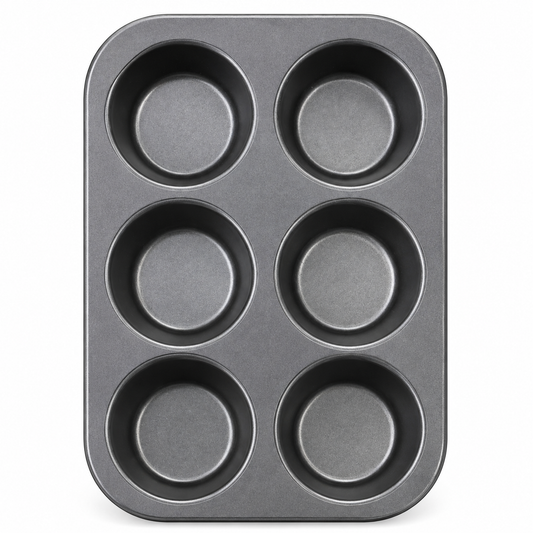 Molde para Muffins de 6 Cavidades 26,8 × 18,8 × 3 cm sobre fondo blanco