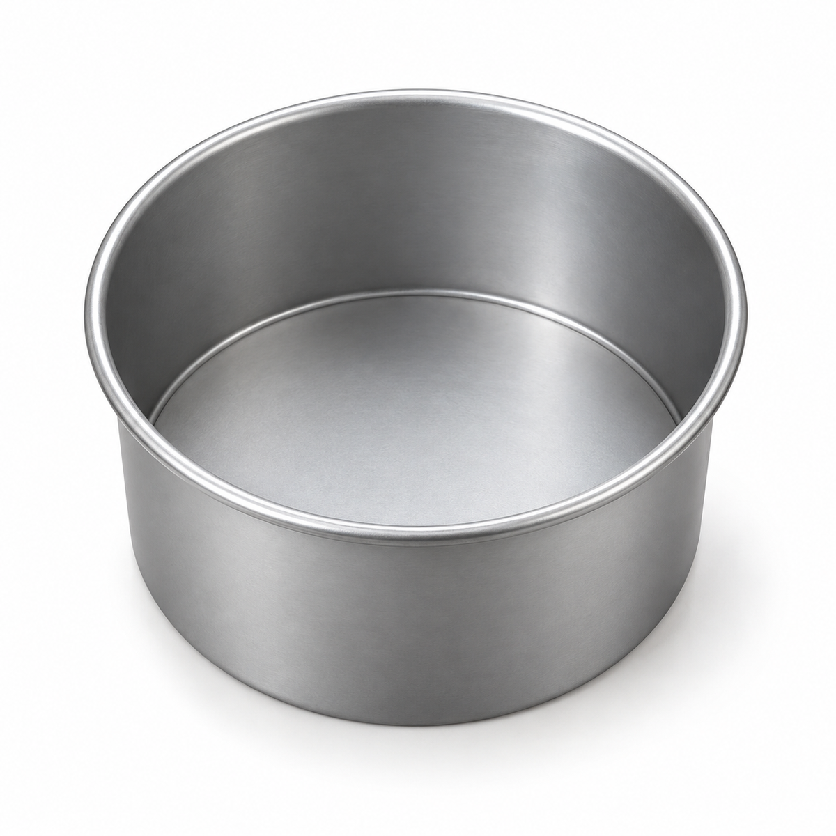 Molde redondo desmontable de aluminio de 11 cm de diámetro y 7 cm de alto sobre fondo blanco