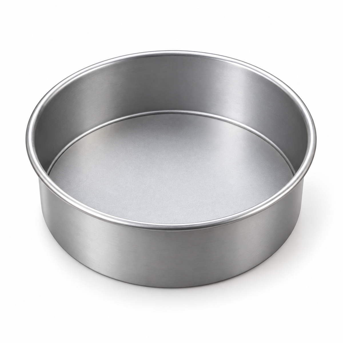 Molde redondo desmontable de aluminio de 14 cm de diámetro y 7 cm de alto sobre fondo blanco