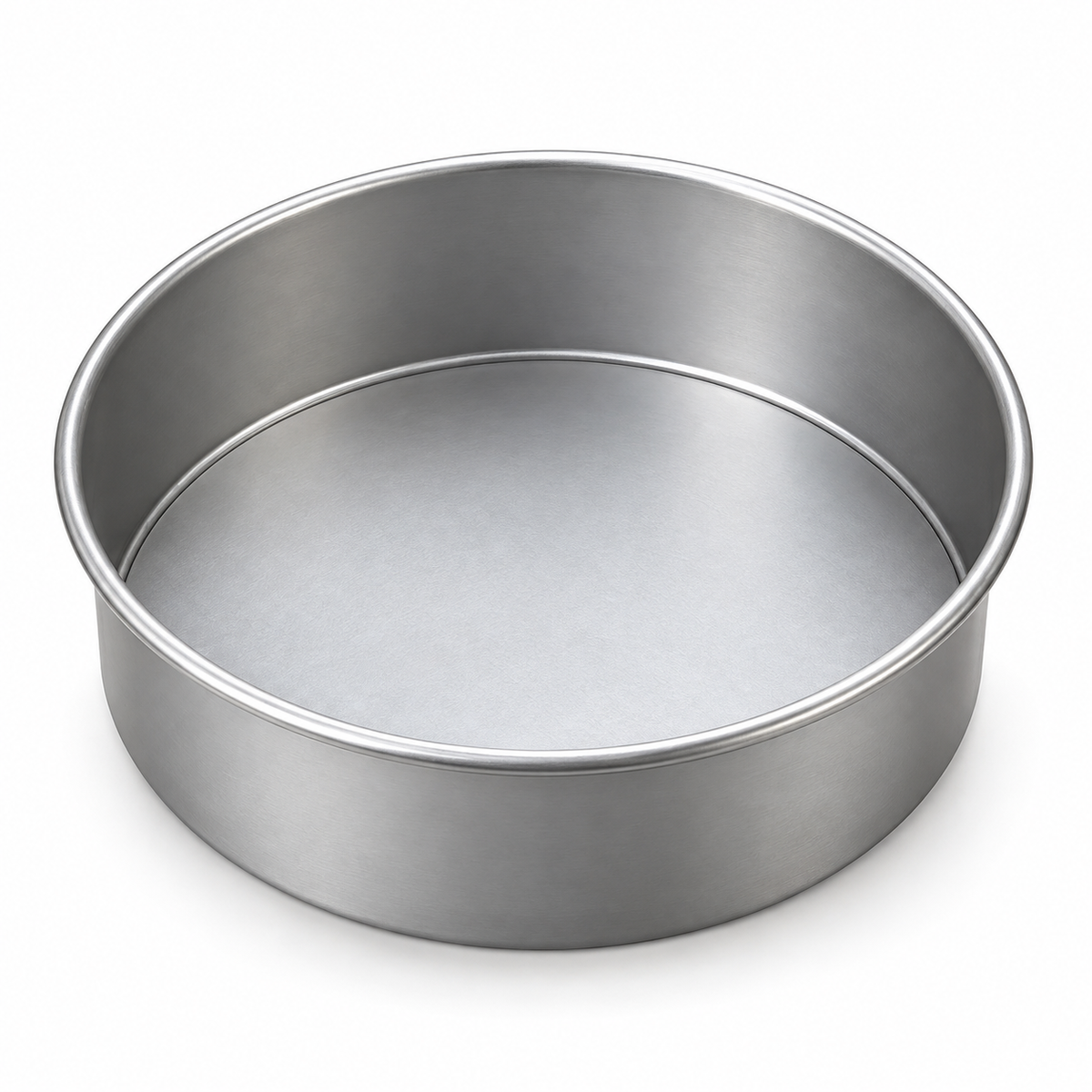 Molde redondo desmontable de aluminio de 19 cm de diámetro y 7 cm de alto sobre fondo blanco
