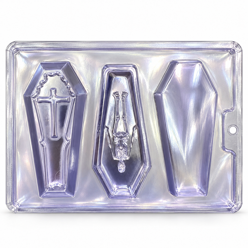 Molde transparente para chocolates Halloween Ataúdes – 3 Cavidades