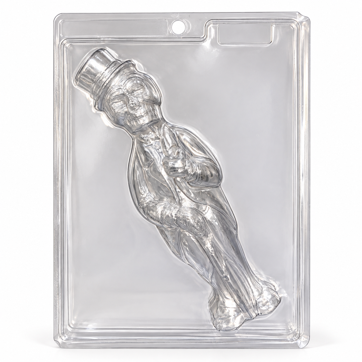 Molde transparente para chocolates Halloween Esqueleto Elegante con Sombrero – 1 Cavidad